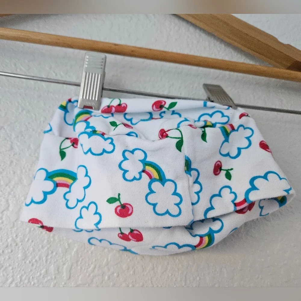 baby rainbows clouds and cherries 100% cotton hat indie